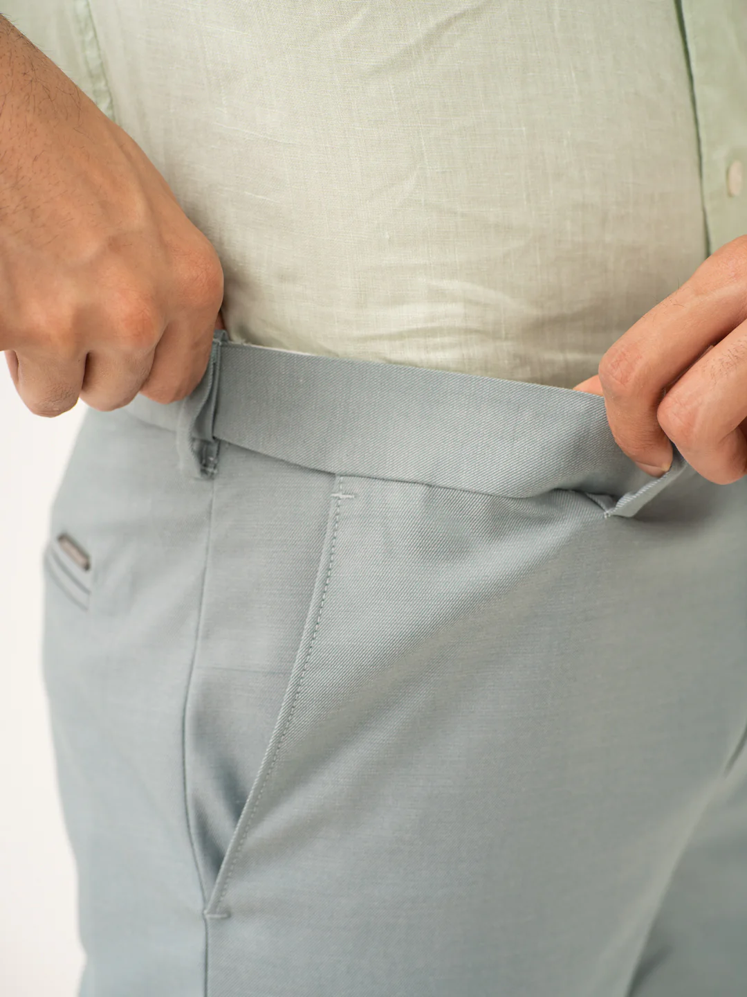 Glazed Teal Twill Stretch Formal Pants - Image 3