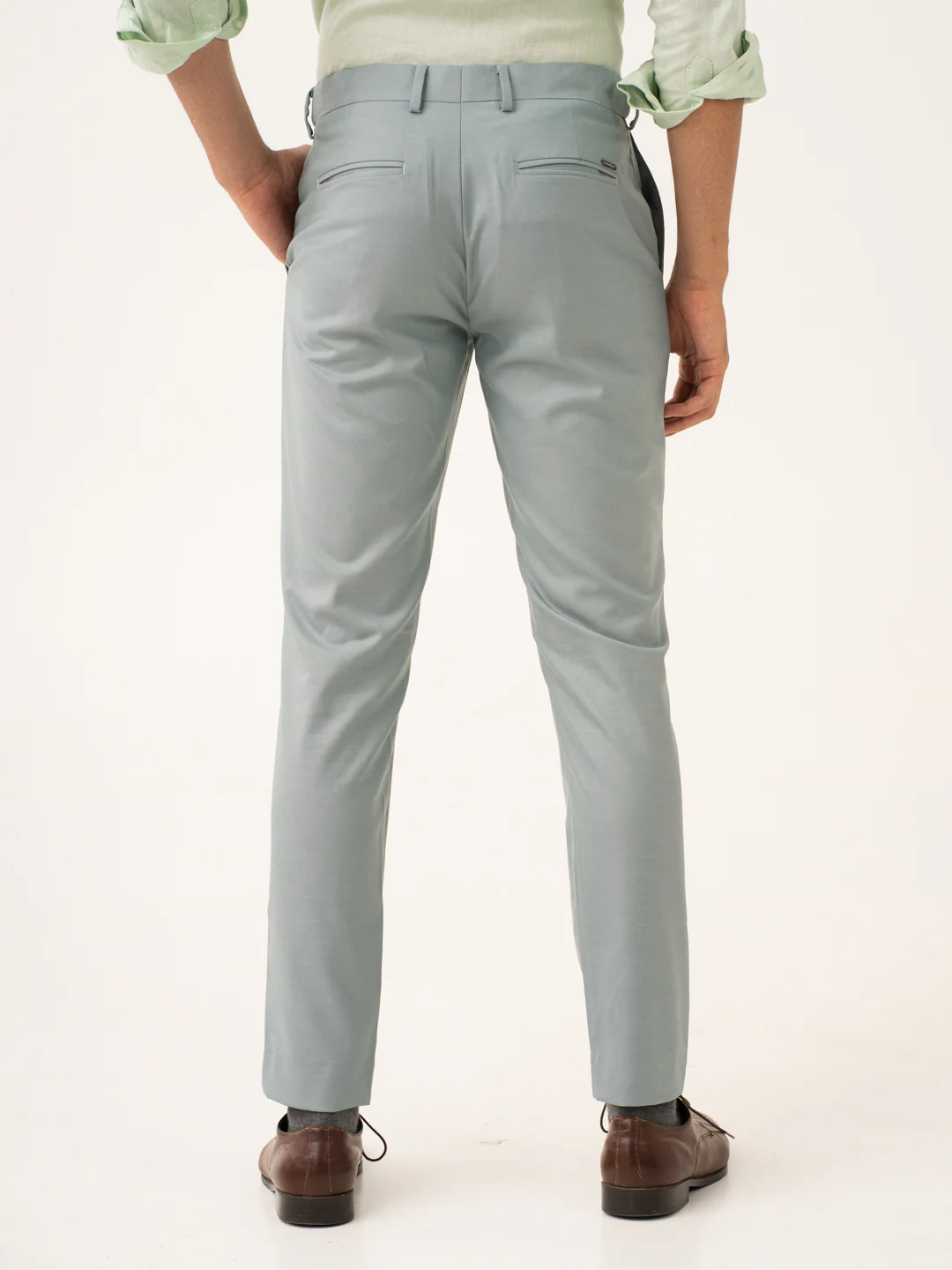 Glazed Teal Twill Stretch Formal Pants - Image 5