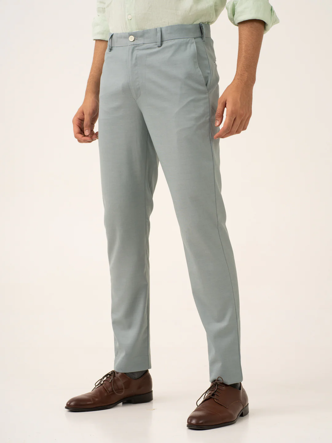 Glazed Teal Twill Stretch Formal Pants - Image 6