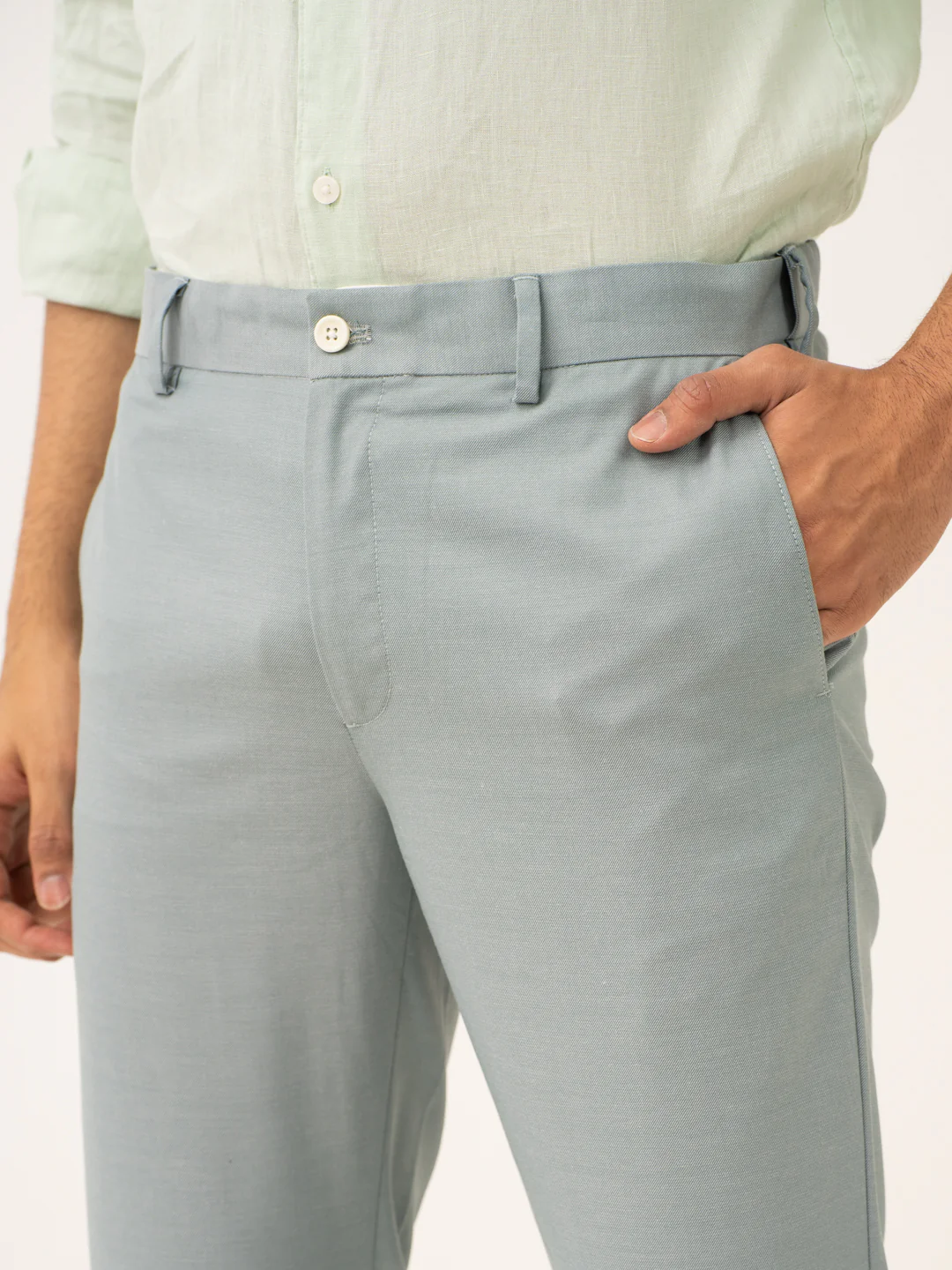 Glazed Teal Twill Stretch Formal Pants - Image 7