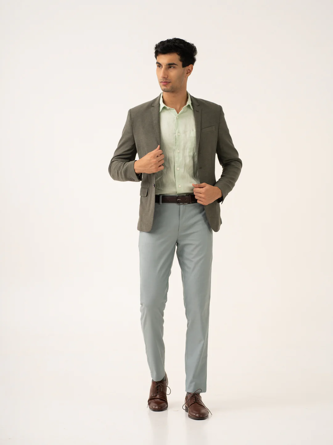 Glazed Teal Twill Stretch Formal Pants - Image 8