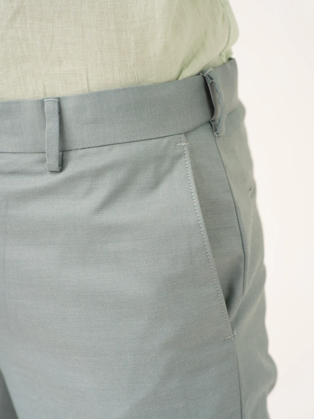 Glazed Teal Twill Stretch Formal Pants - Image 9