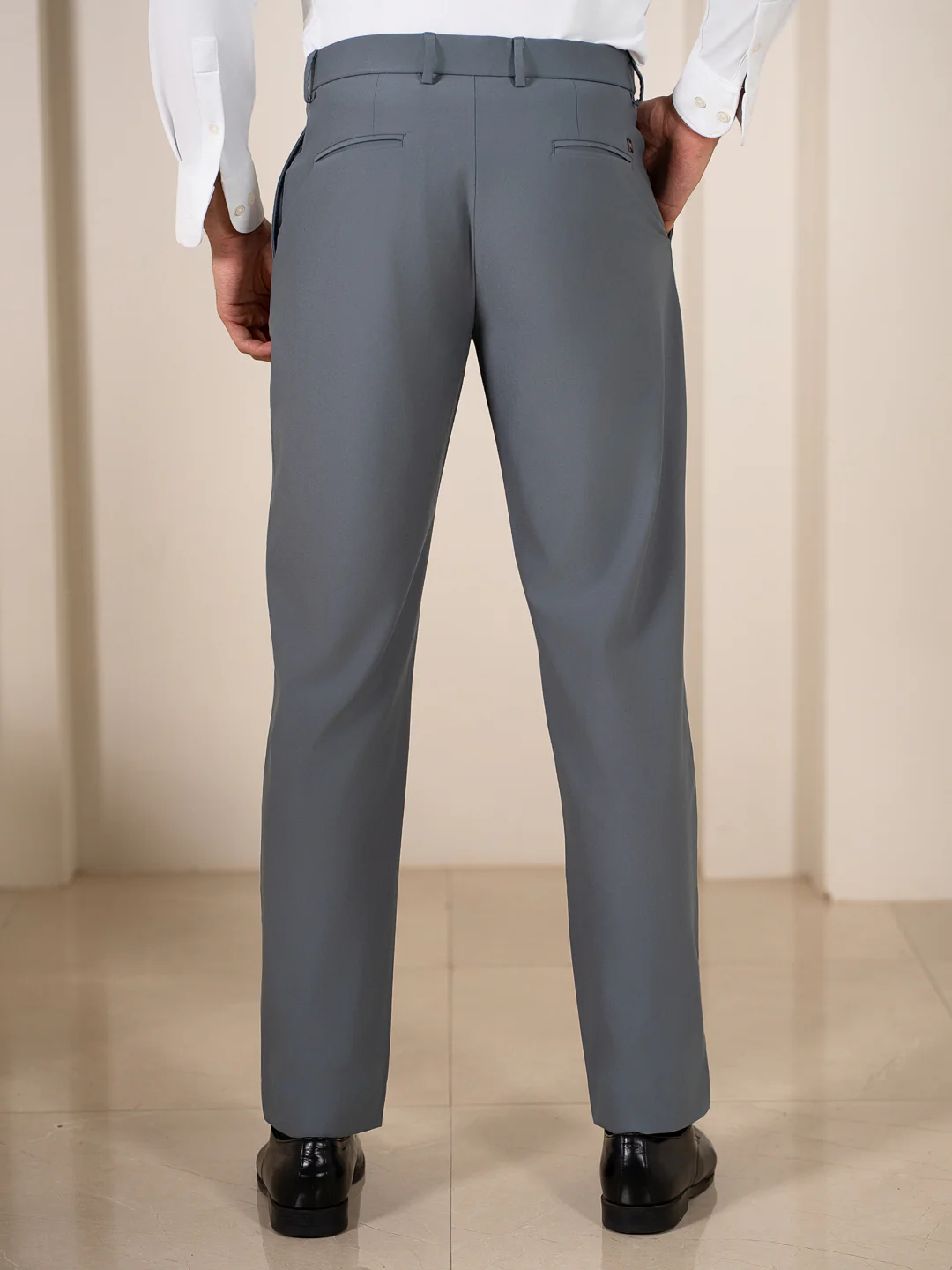 Go-to Grey 925 Relaxed Fit Smart Formal Trousers - Image 6
