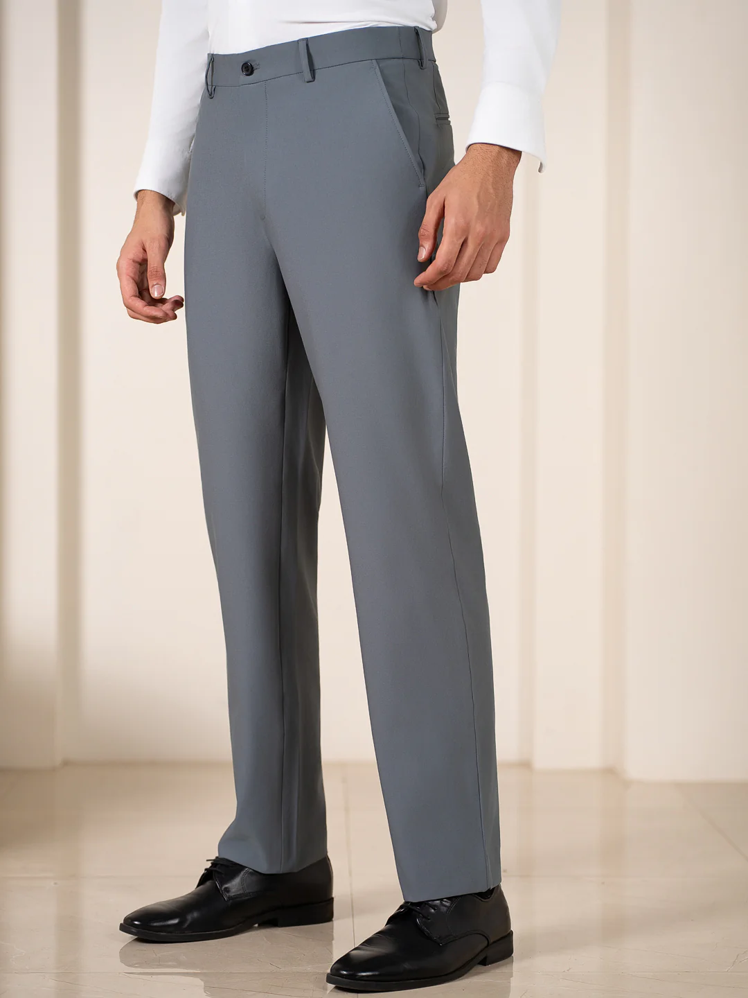 Go-to Grey 925 Relaxed Fit Smart Formal Trousers - Image 9