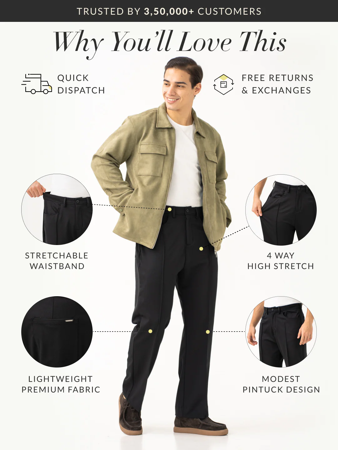 Gothic Black Relaxed Fit Korean Pintuck Pants - Image 3