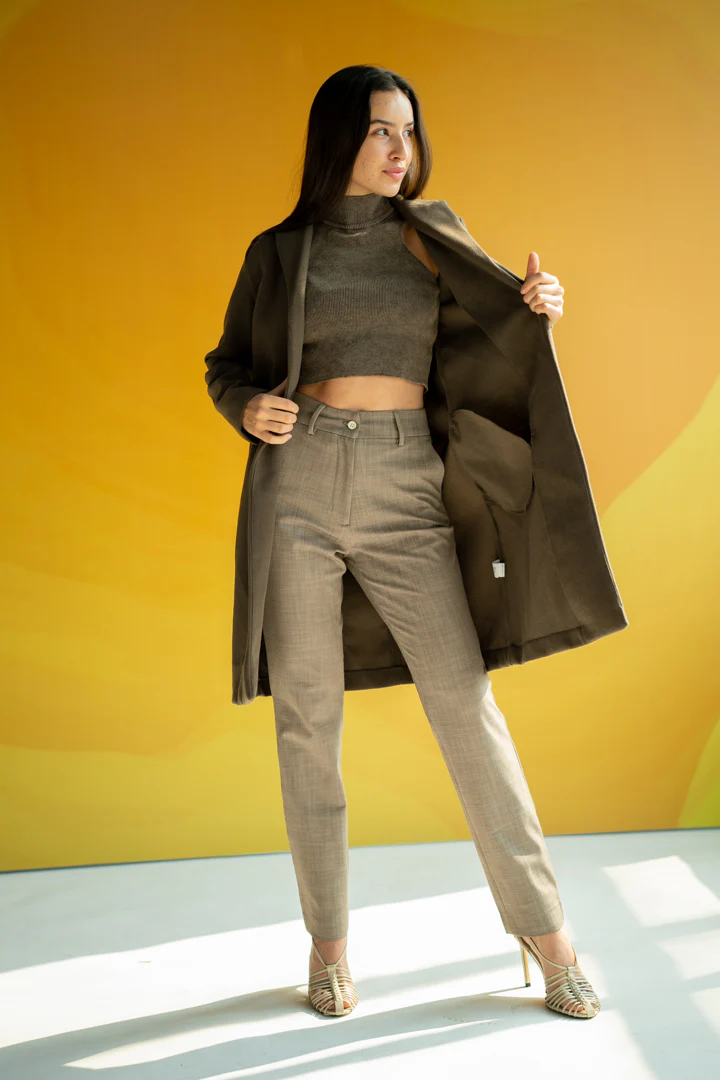 Granola Brown Business Casual Women Pants - Image 3
