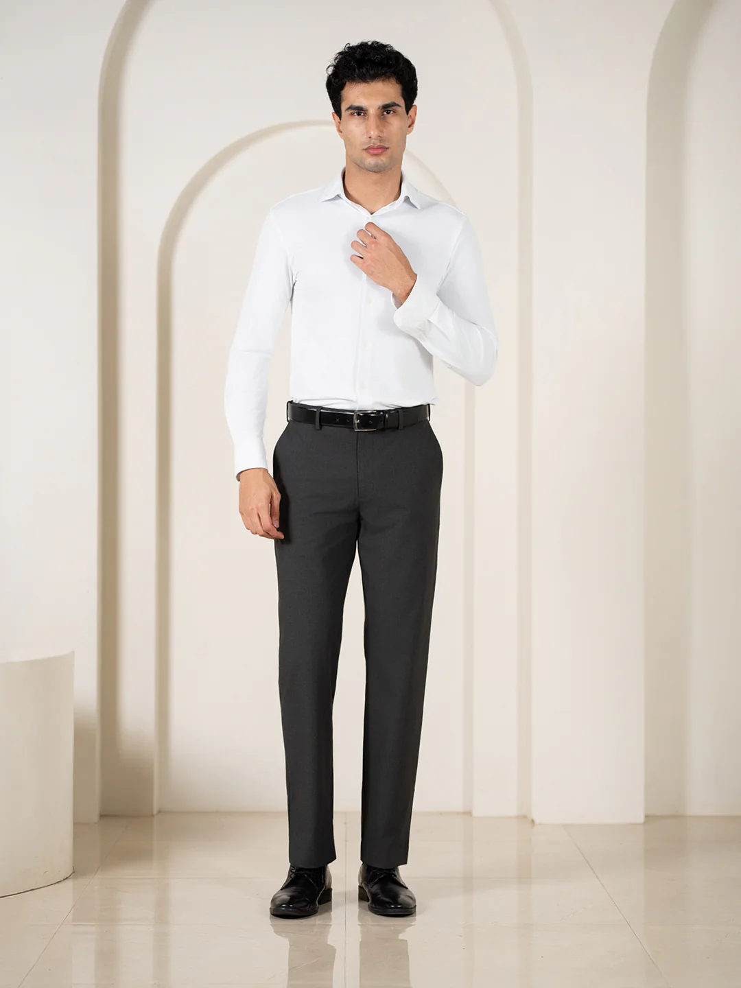 Gravitas Grey Melange Stretch Formal Pants - Image 2