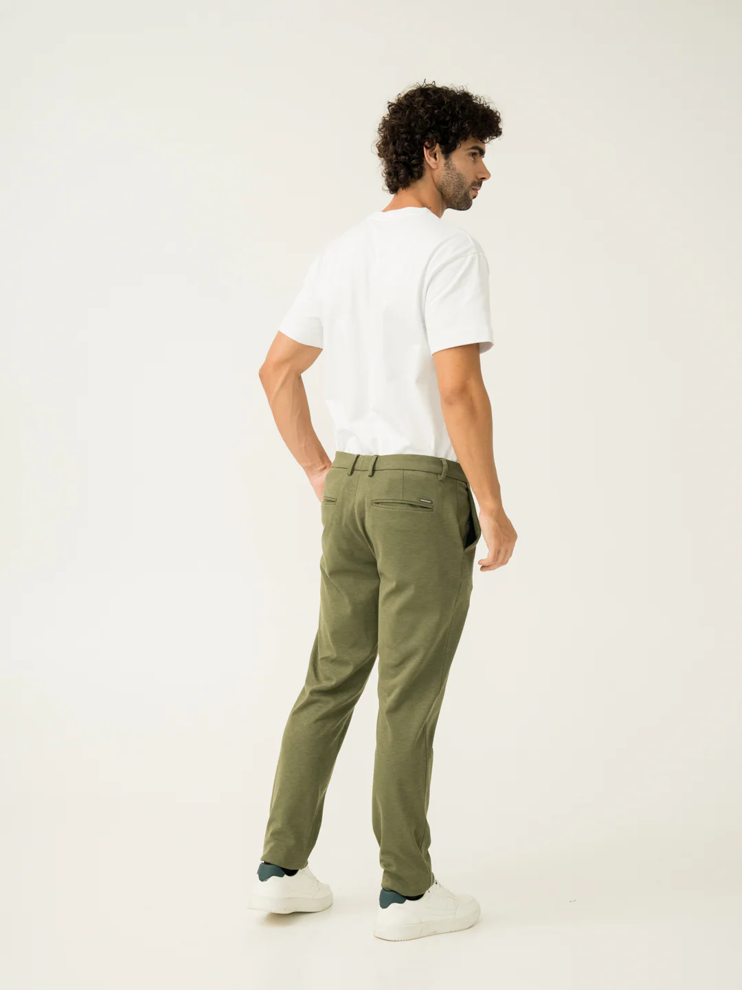 Greek Olive Green Slim Fit Power Stretch Pants - Image 8