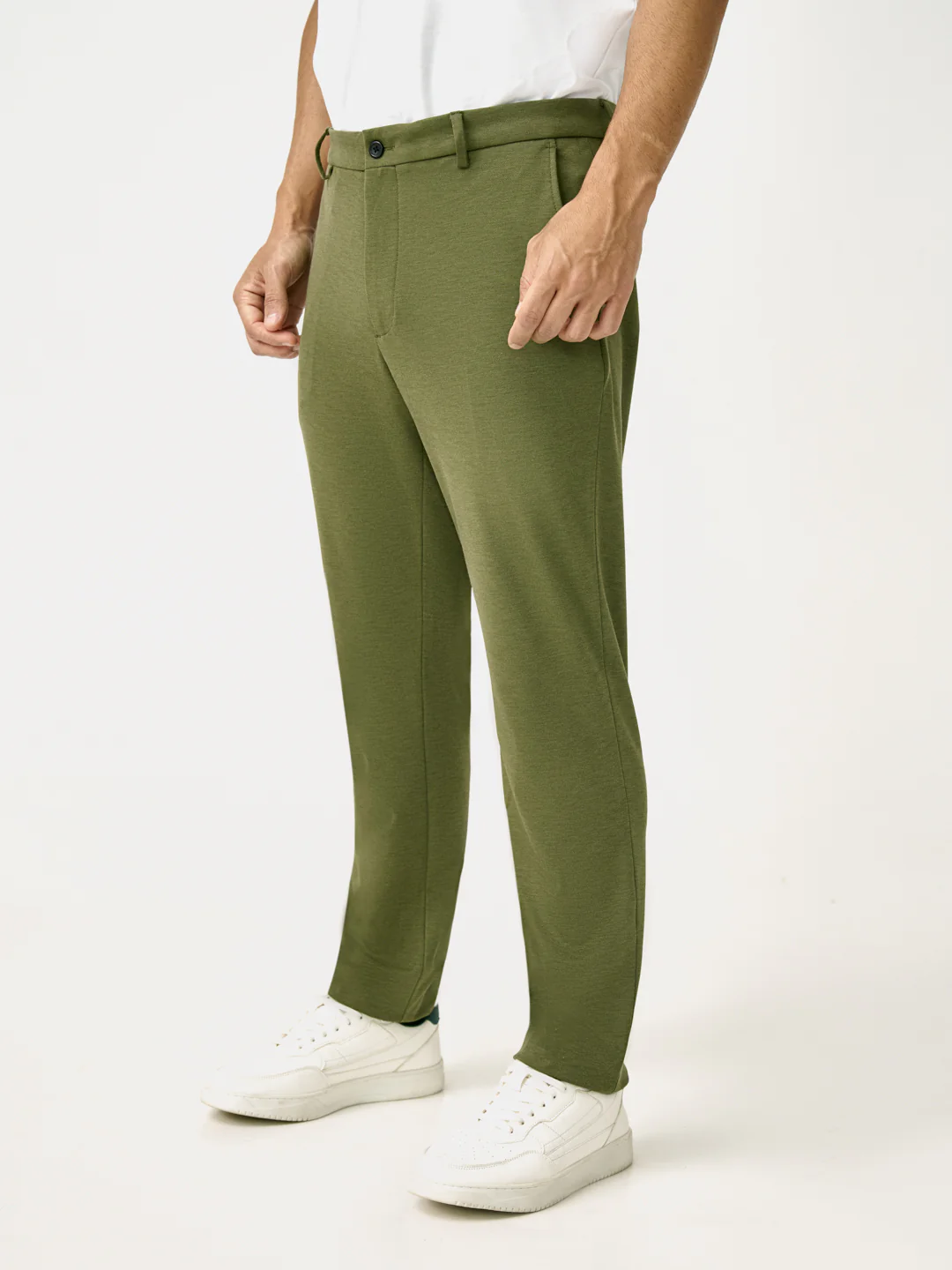 Greek Olive Green Slim Fit Power Stretch Pants - Image 9