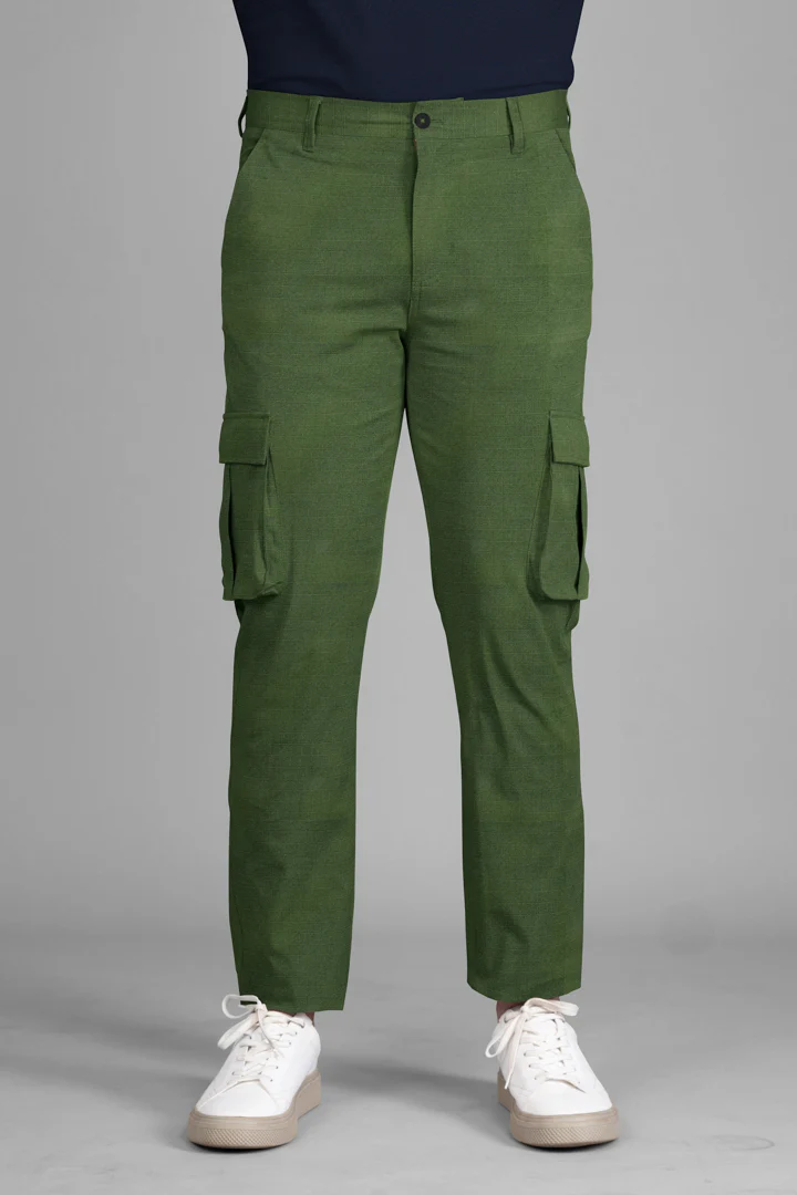 Green Ripstop Textured Cargo Pants - Image 5