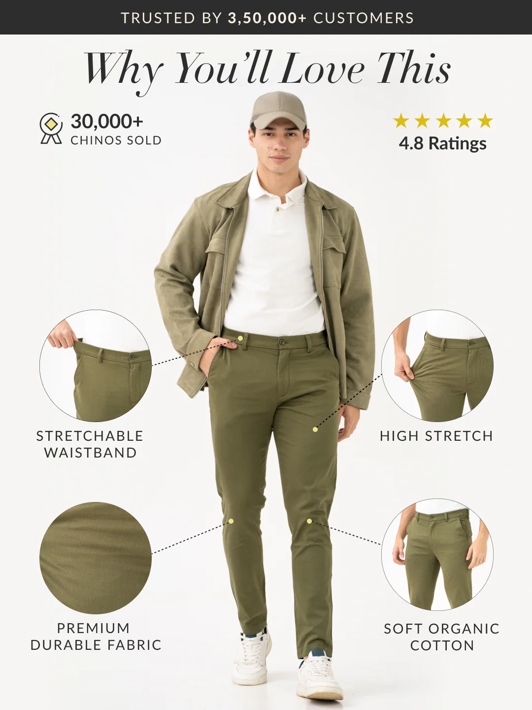 Field Green Slim Fit Stretch Chinos - Image 3