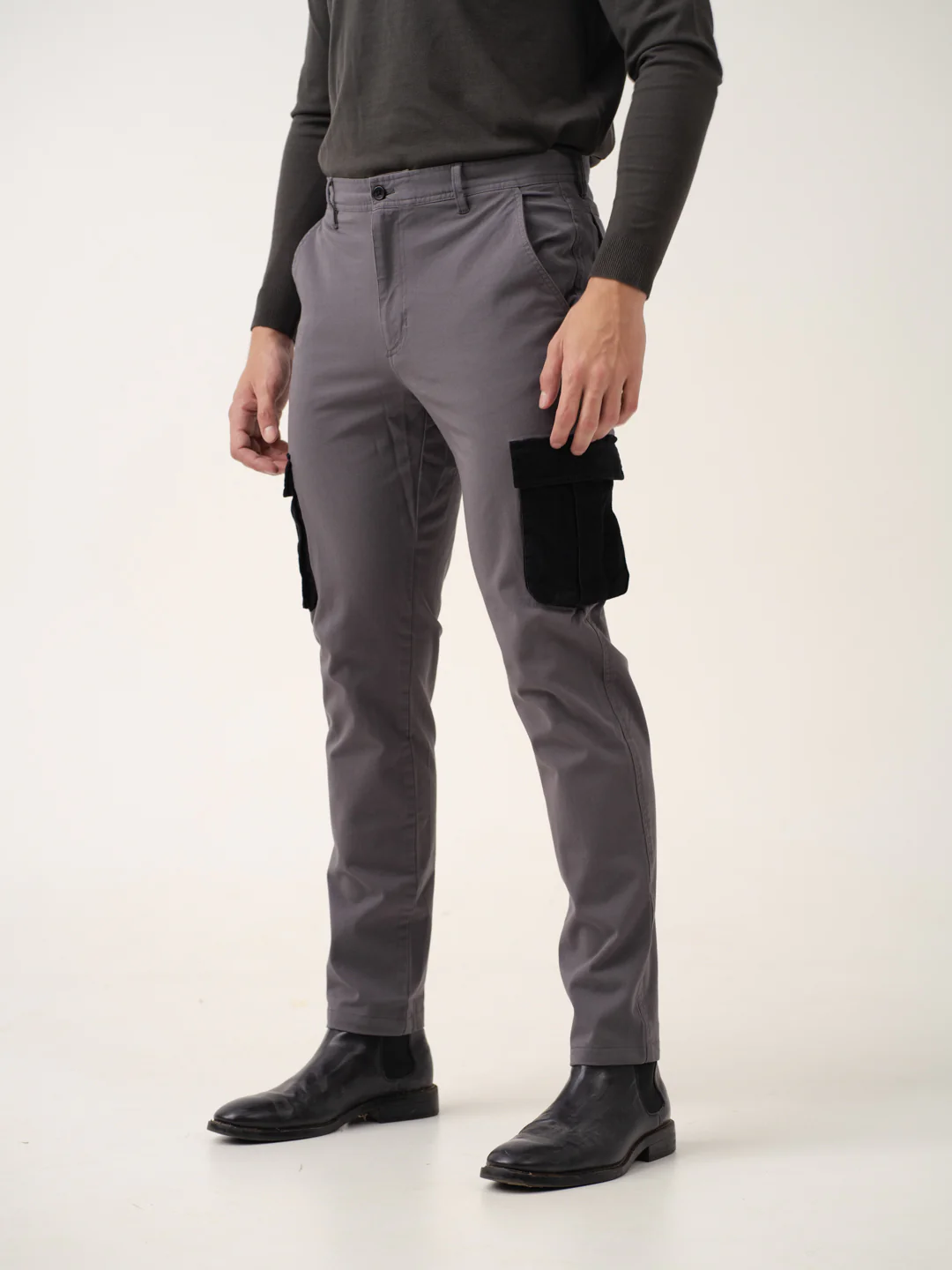 Grey Cargo Corduroy Pants - Image 6
