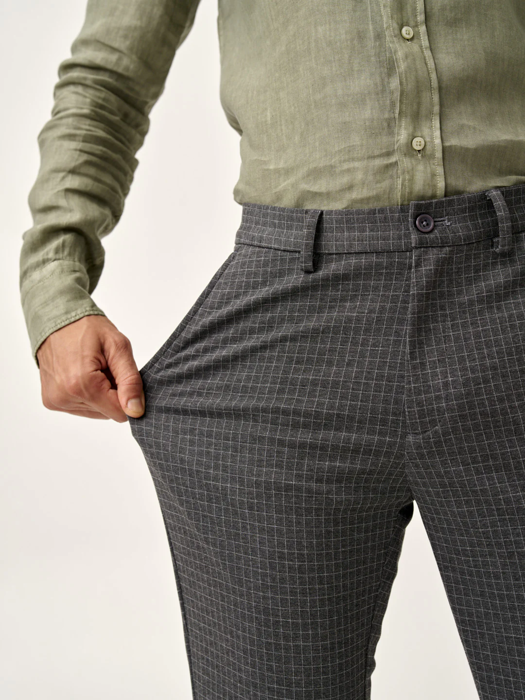 Grey Checks Plus Size Power-Stretch Pants - Image 3