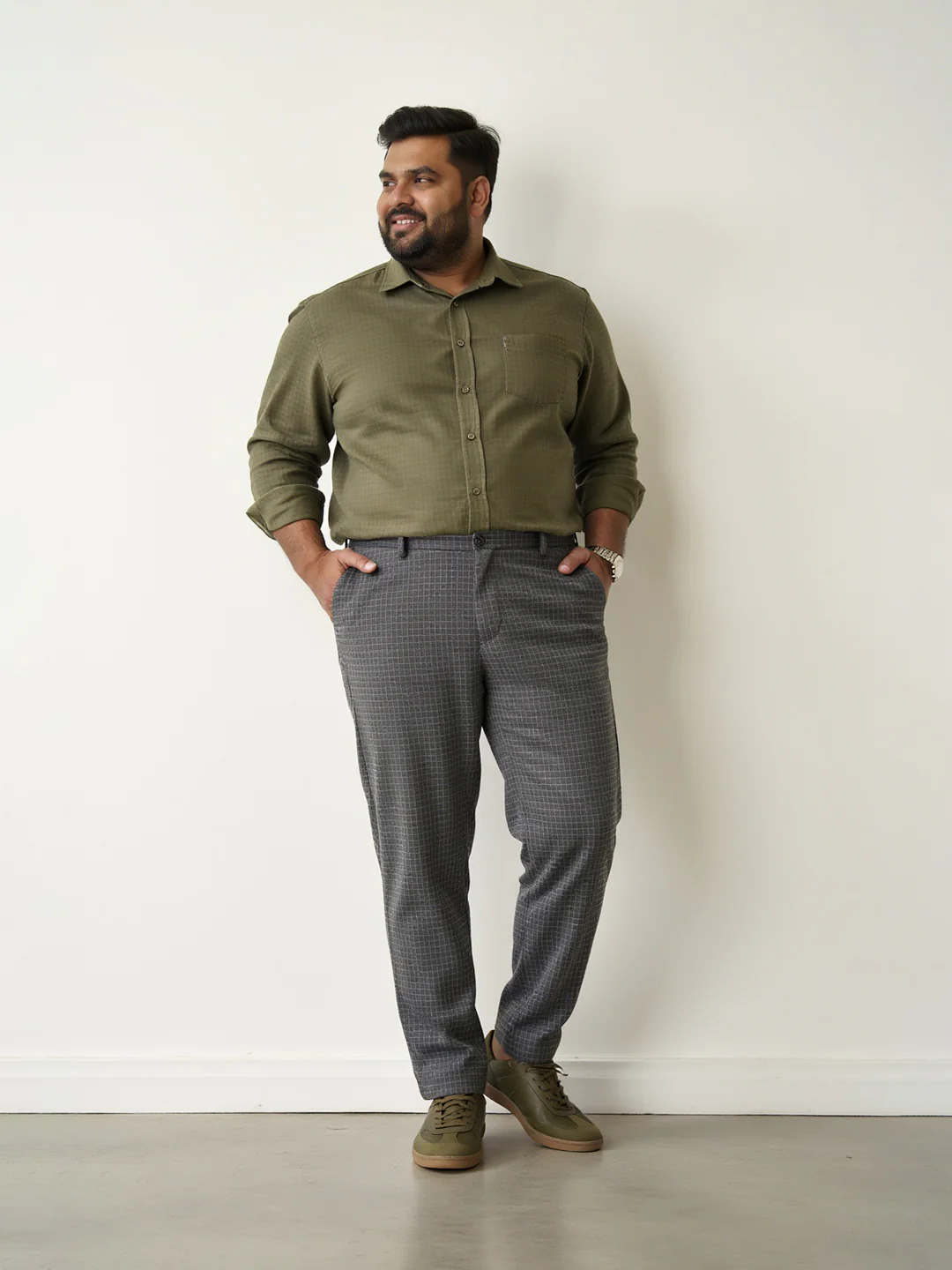 Grey Checks Plus Size Power-Stretch Pants - Image 5