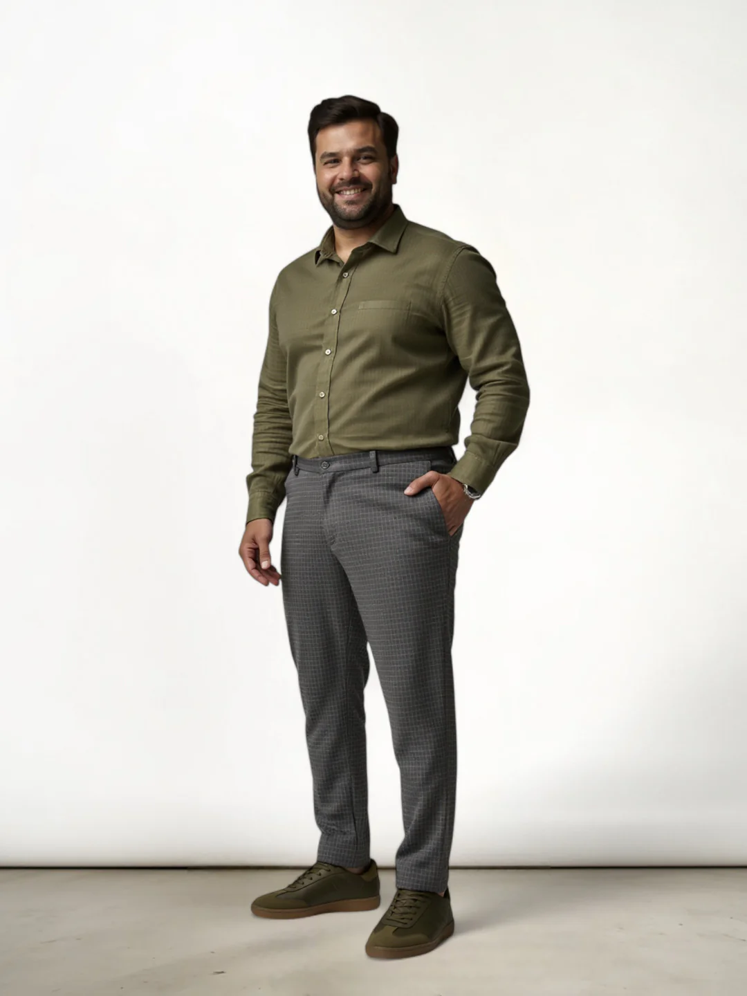 Grey Checks Plus Size Power-Stretch Pants - Image 8