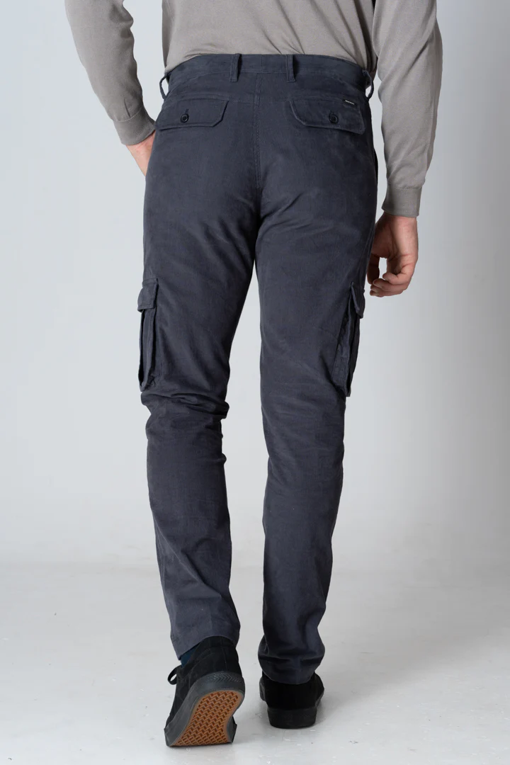 Grey Corduroy Stretch Cargo Pants - Image 6