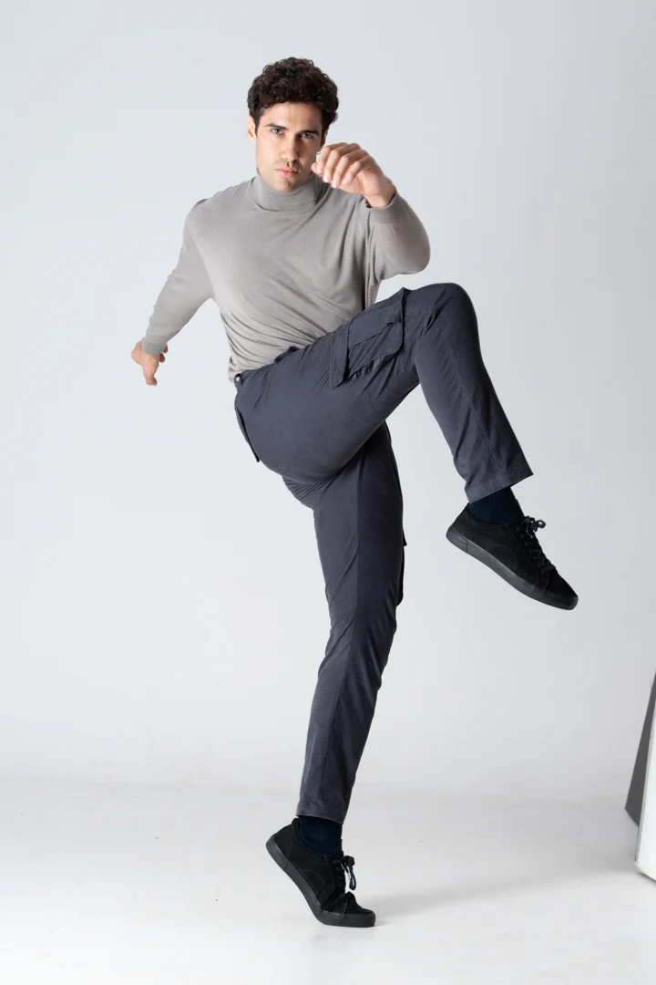 Grey Corduroy Stretch Cargo Pants - Image 7