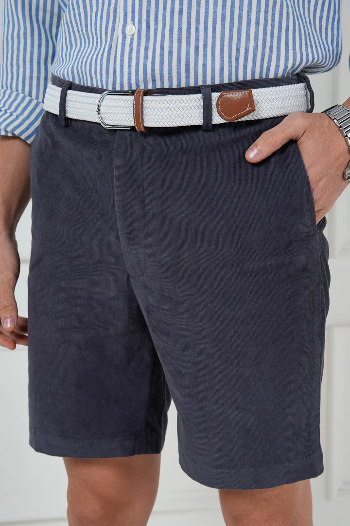 Grey Corduroy Stretch Chino Shorts - Image 4