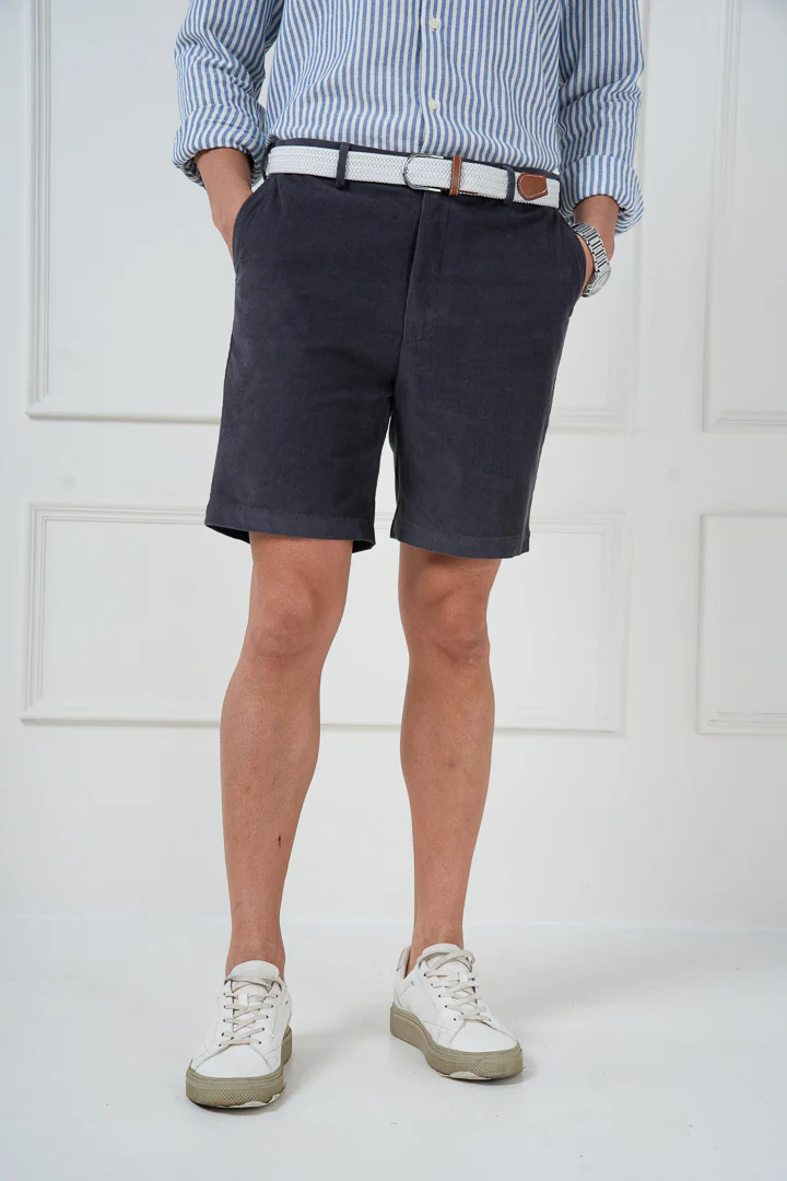 Grey Corduroy Stretch Chino Shorts - Image 5