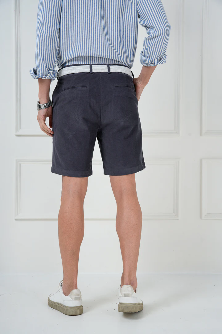 Grey Corduroy Stretch Chino Shorts - Image 6