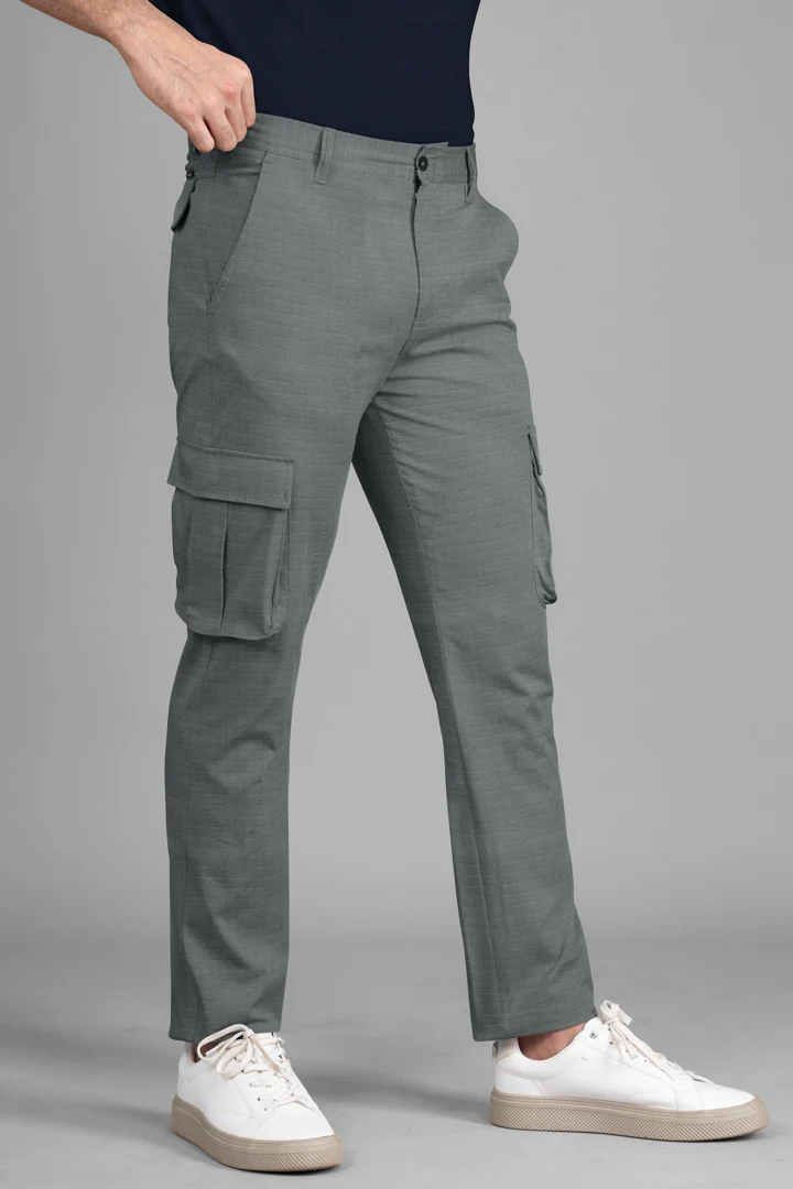 Grey Ripstop Textured Cargo Pants - Image 4