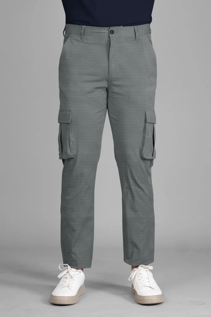 Grey Ripstop Textured Cargo Pants - Image 5