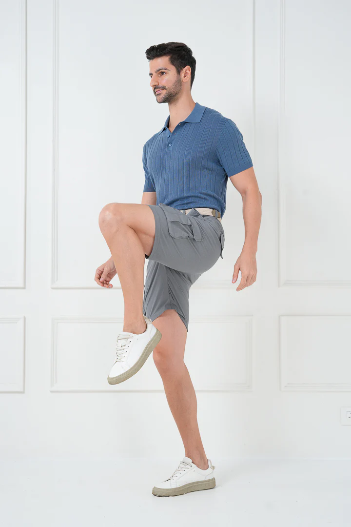 Grey Ripstop Textured Cargo Shorts - Image 7