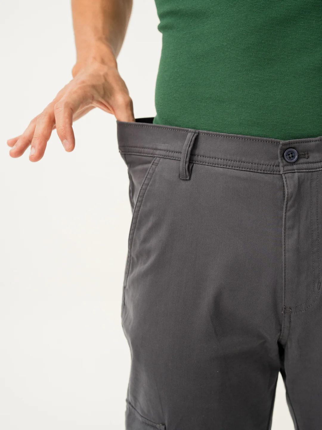 Cave Grey Slim Fit Stretch Cargo Pants - Image 4
