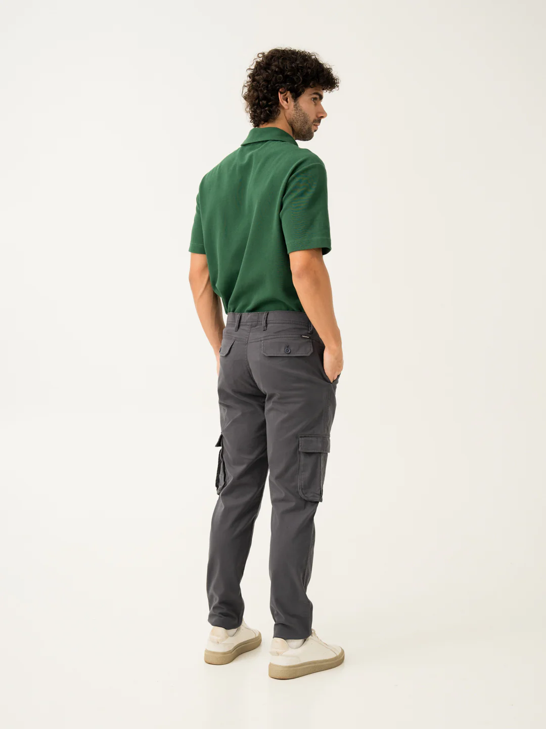 Cave Grey Slim Fit Stretch Cargo Pants - Image 6