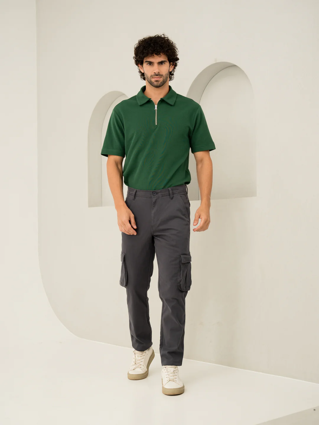 Cave Grey Slim Fit Stretch Cargo Pants - Image 7