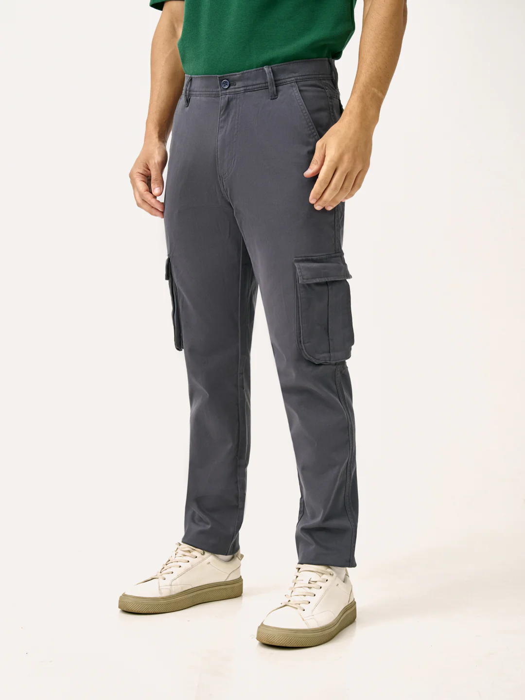 Cave Grey Slim Fit Stretch Cargo Pants - Image 8
