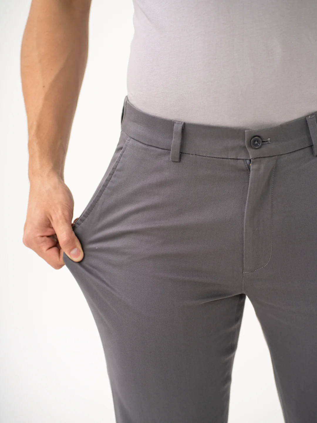 Goal Grey Slim Fit Stretch Chinos - Image 4