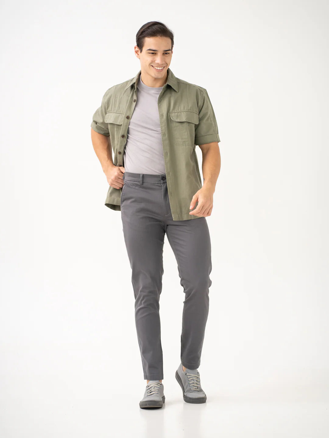 Goal Grey Slim Fit Stretch Chinos - Image 7