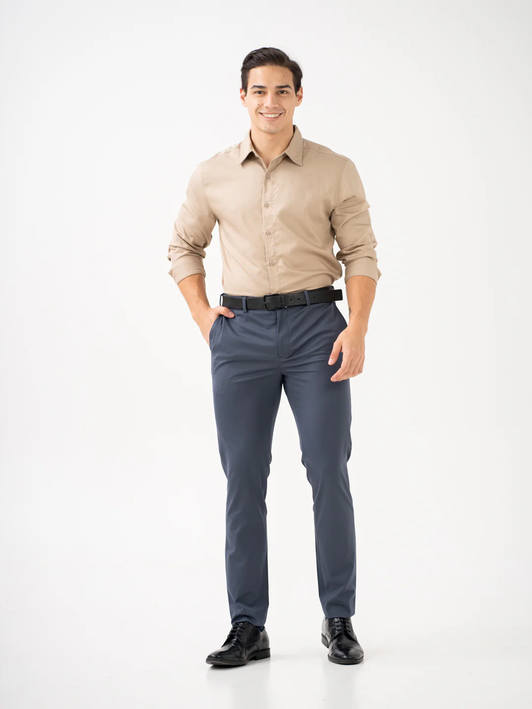 Thunder Grey Water Repellent Slim Fit Stretch Formal Pants - Image 11