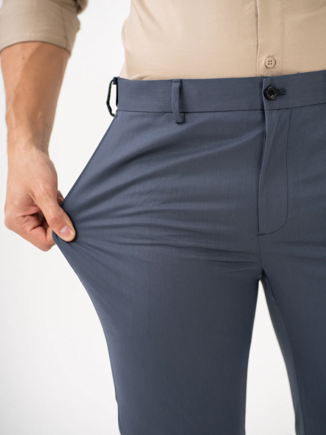 Thunder Grey Water Repellent Slim Fit Stretch Formal Pants - Image 3