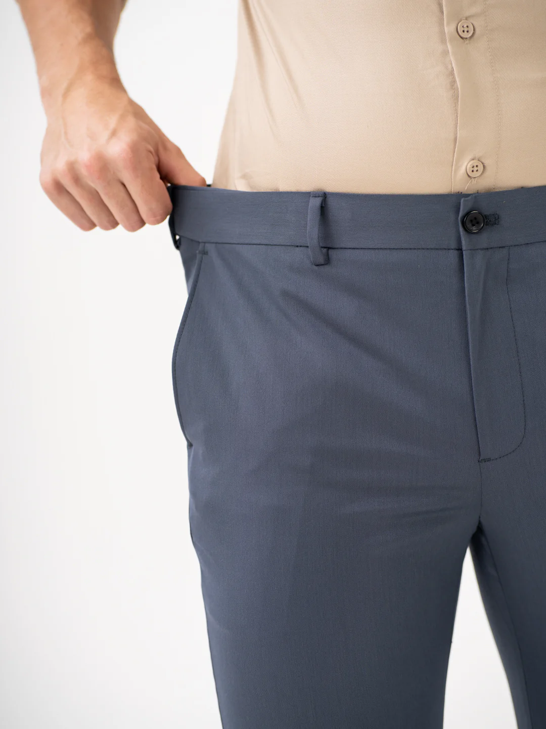 Thunder Grey Water Repellent Slim Fit Stretch Formal Pants - Image 5
