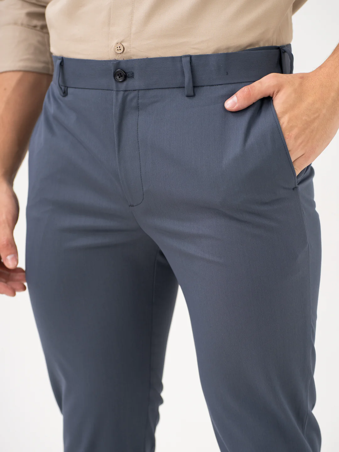 Thunder Grey Water Repellent Slim Fit Stretch Formal Pants - Image 6