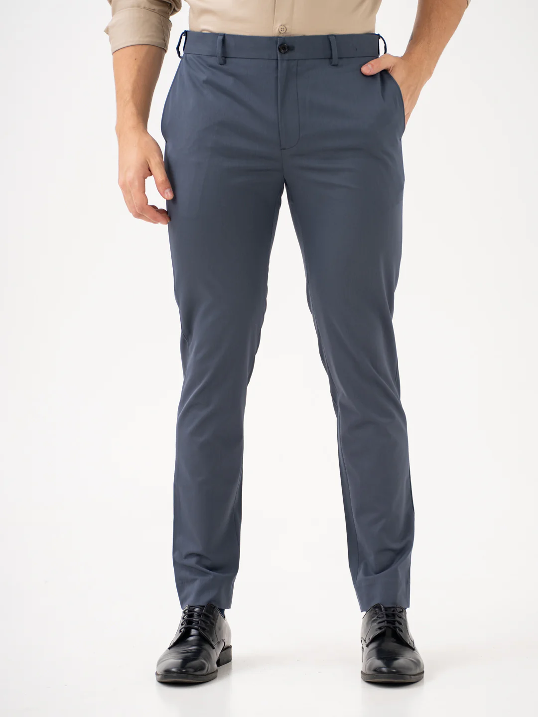 Thunder Grey Water Repellent Slim Fit Stretch Formal Pants - Image 7