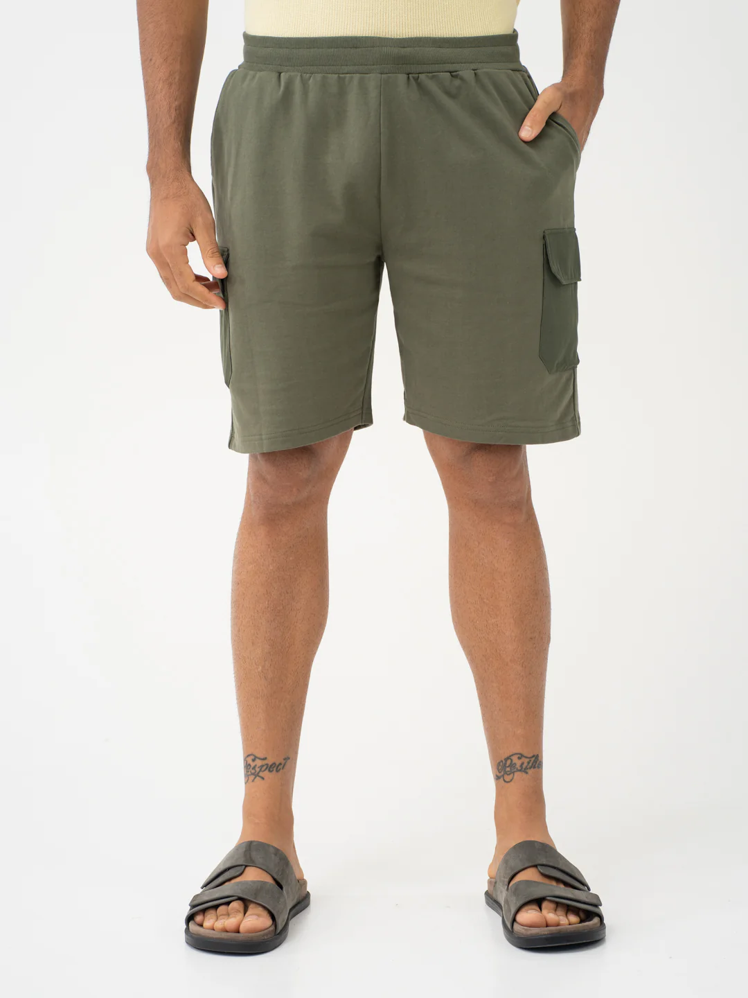 Grover Olive Relaxed Fit Cargo Sweatshorts - Image 3