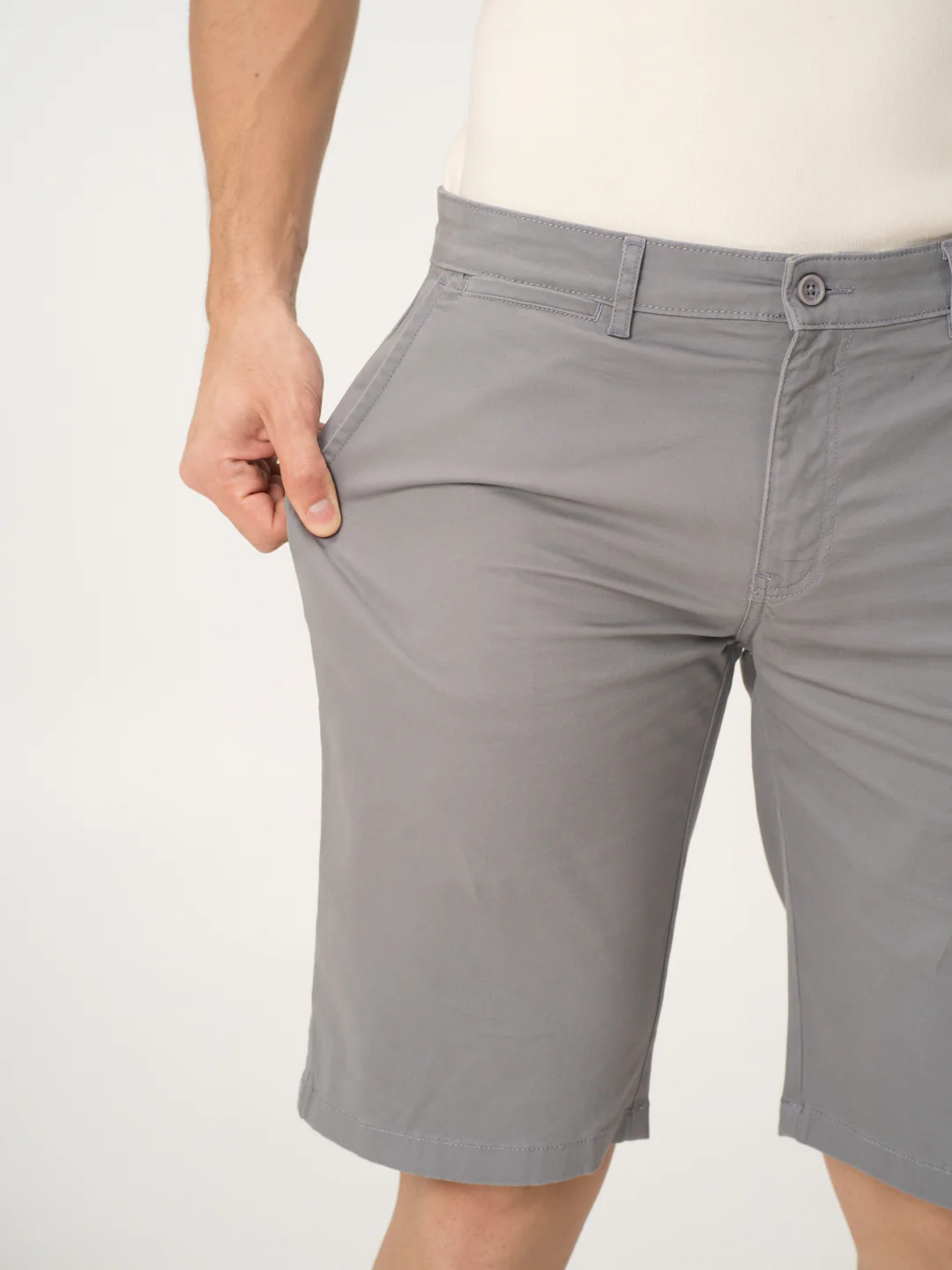 Gustav Grey Stretch Chino Shorts - Image 3