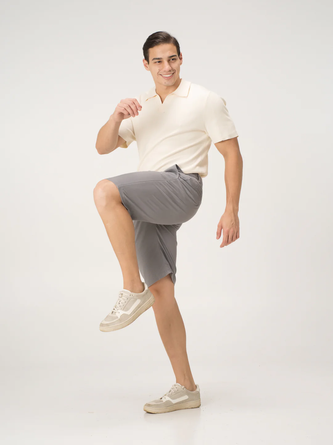 Gustav Grey Stretch Chino Shorts - Image 7