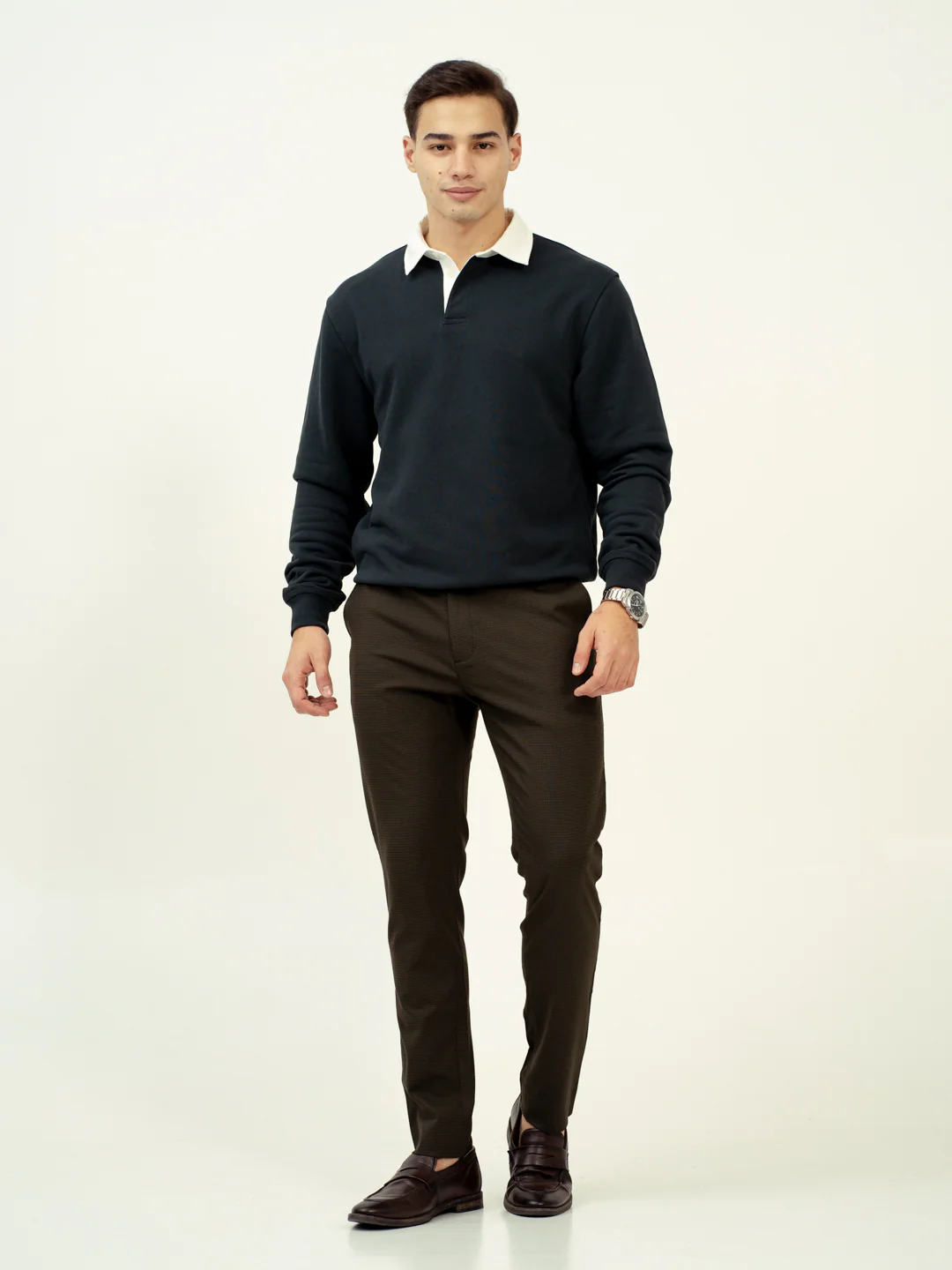 Harvest Green Micro Checks Stretch Formal Pants - Image 2