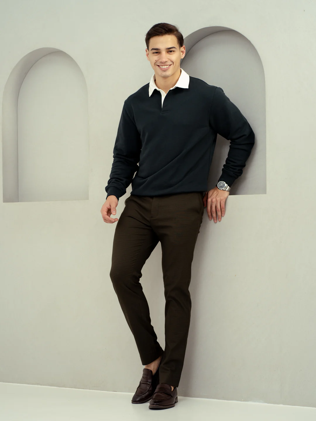 Harvest Green Micro Checks Stretch Formal Pants - Image 6