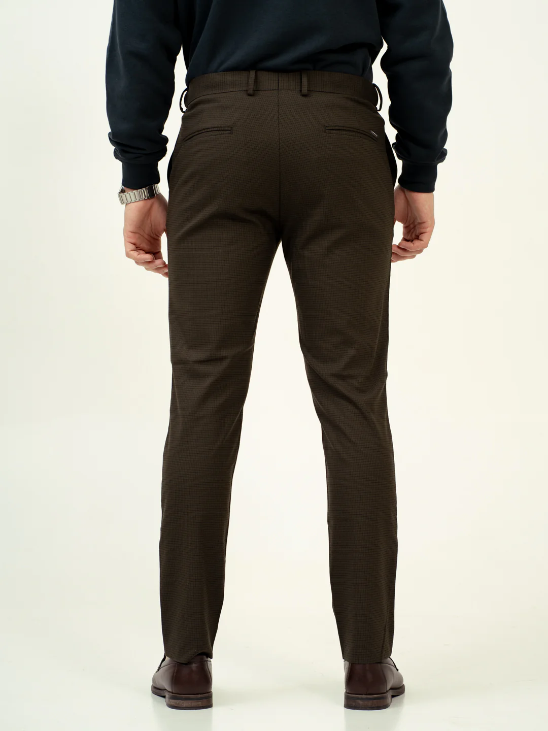 Harvest Green Micro Checks Stretch Formal Pants - Image 8
