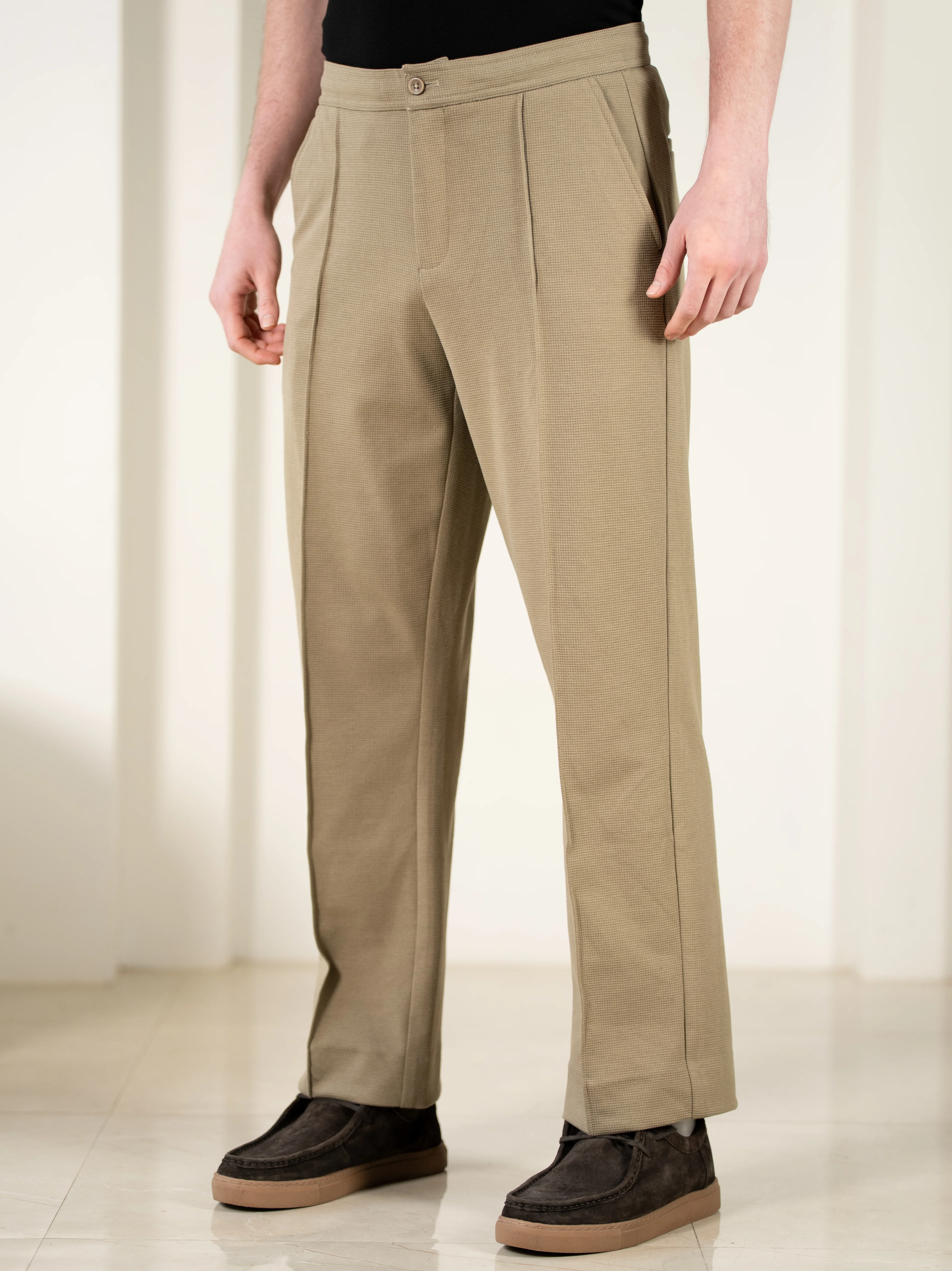 Hawk Khaki Relaxed Fit Power Stretch Korean Pintuck Pants - Image 10
