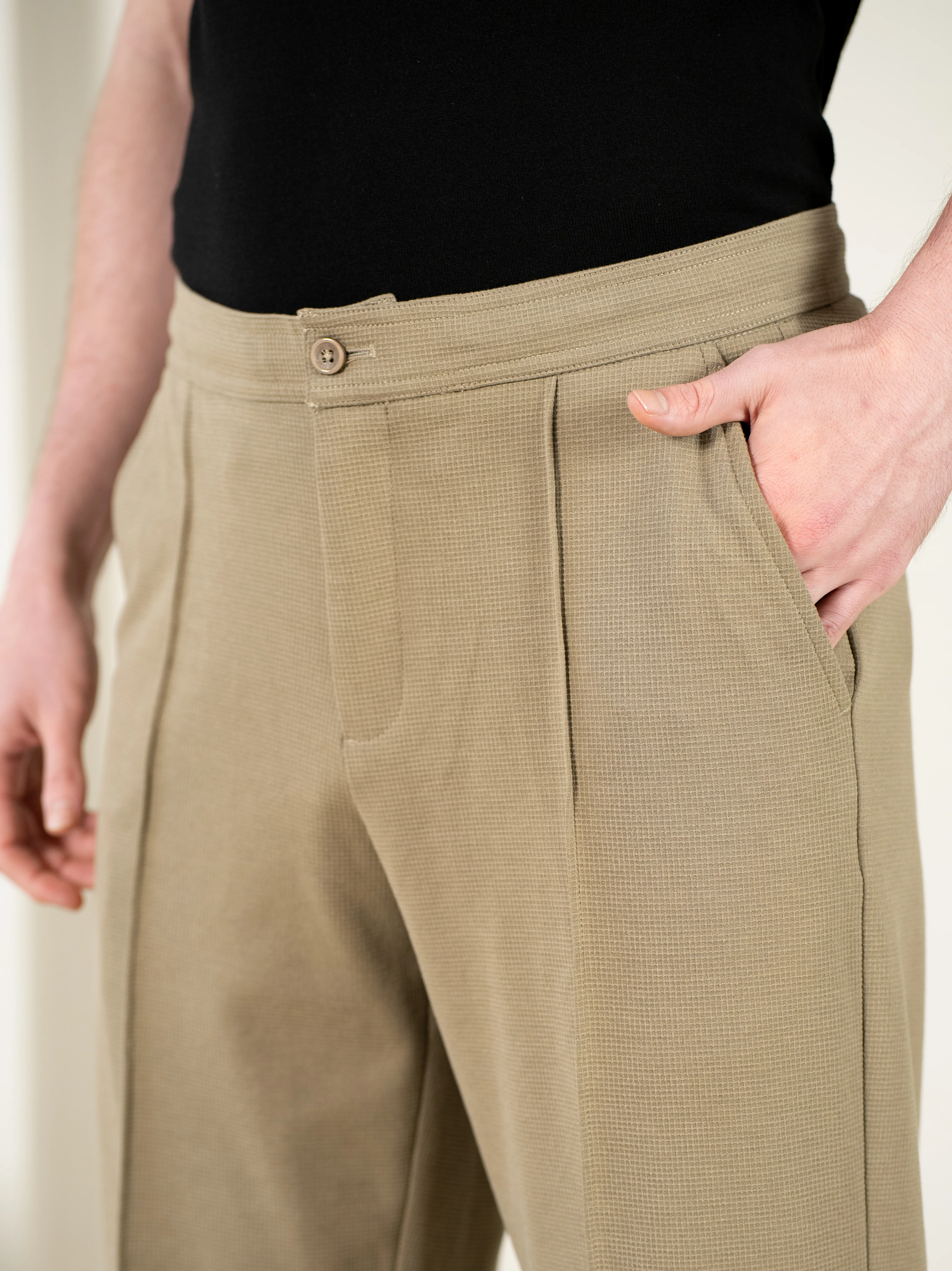 Hawk Khaki Relaxed Fit Power Stretch Korean Pintuck Pants - Image 12