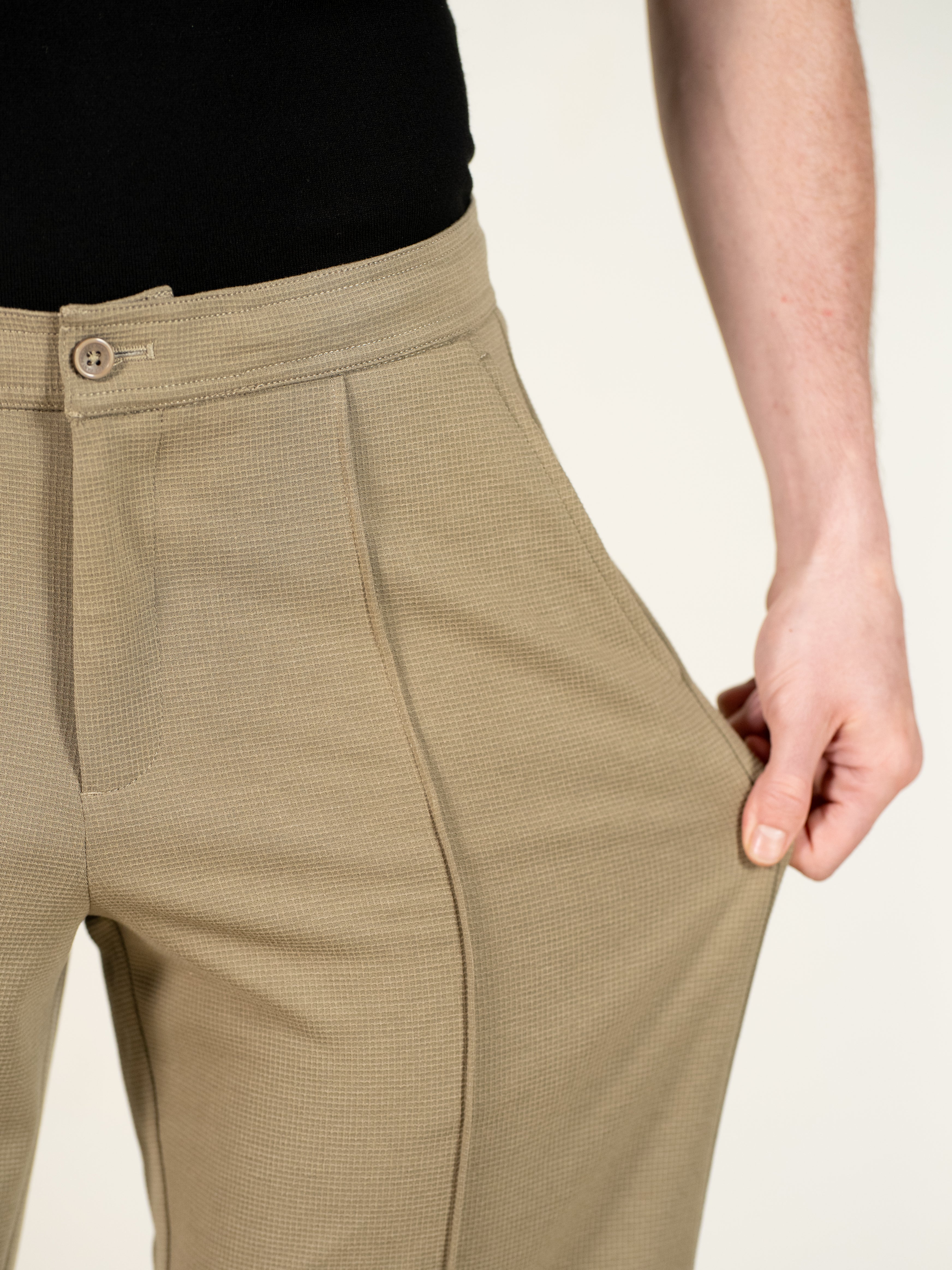 Hawk Khaki Relaxed Fit Power Stretch Korean Pintuck Pants - Image 4