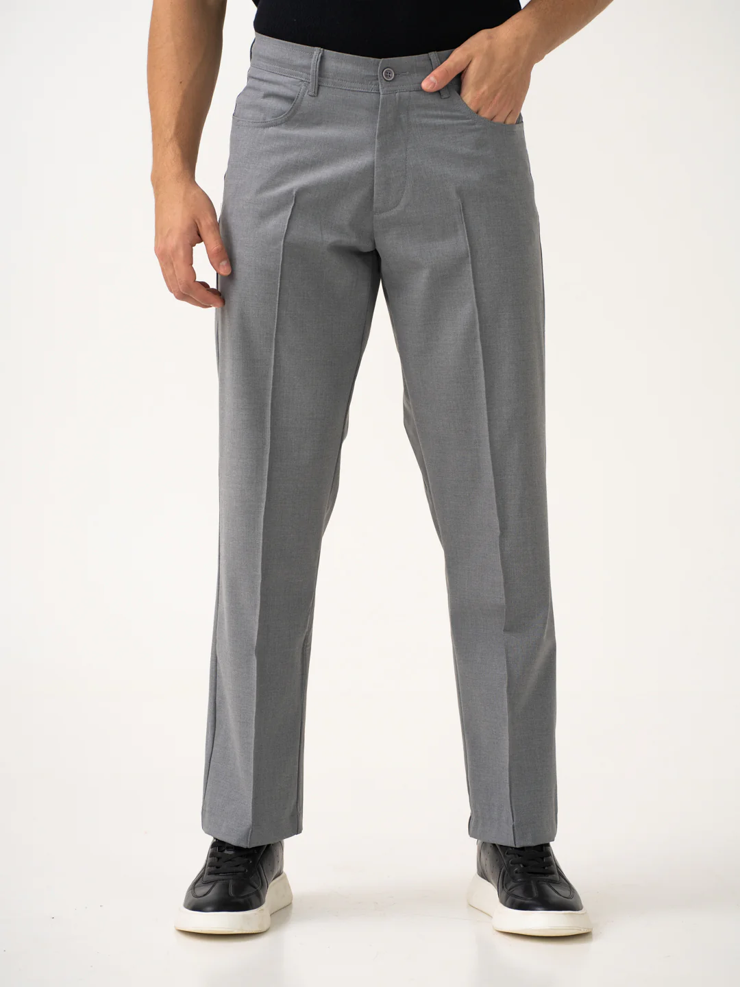 Haze Grey Relaxed Fit Korean Pintuck Pants - Image 11