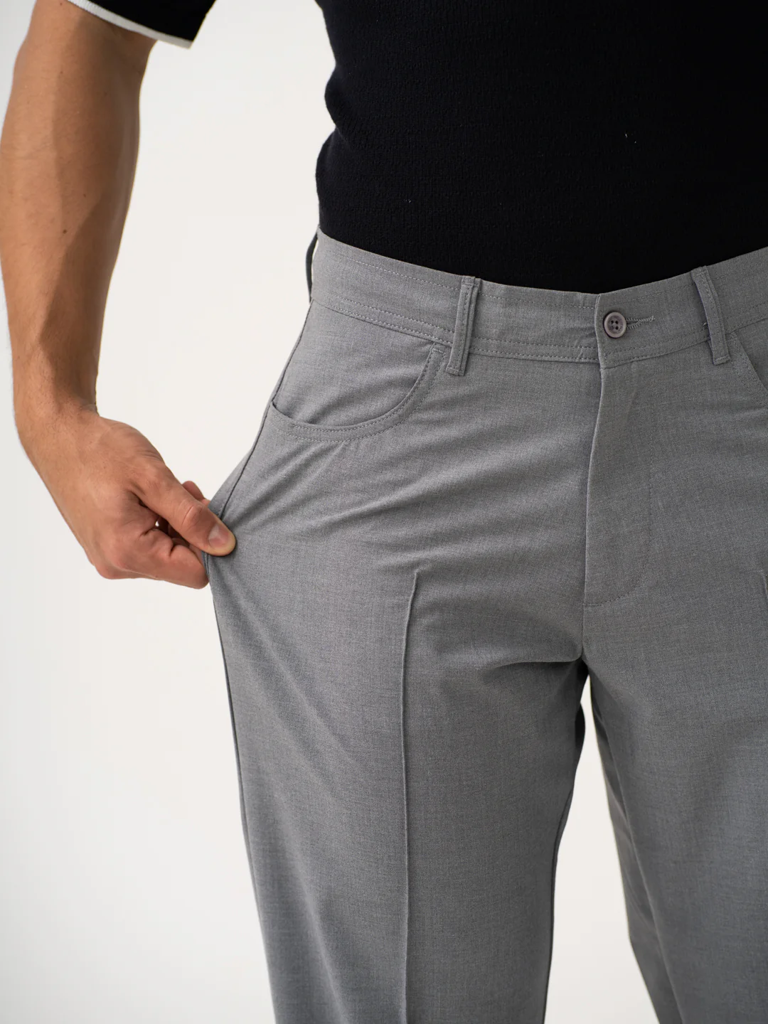 Haze Grey Relaxed Fit Korean Pintuck Pants - Image 4