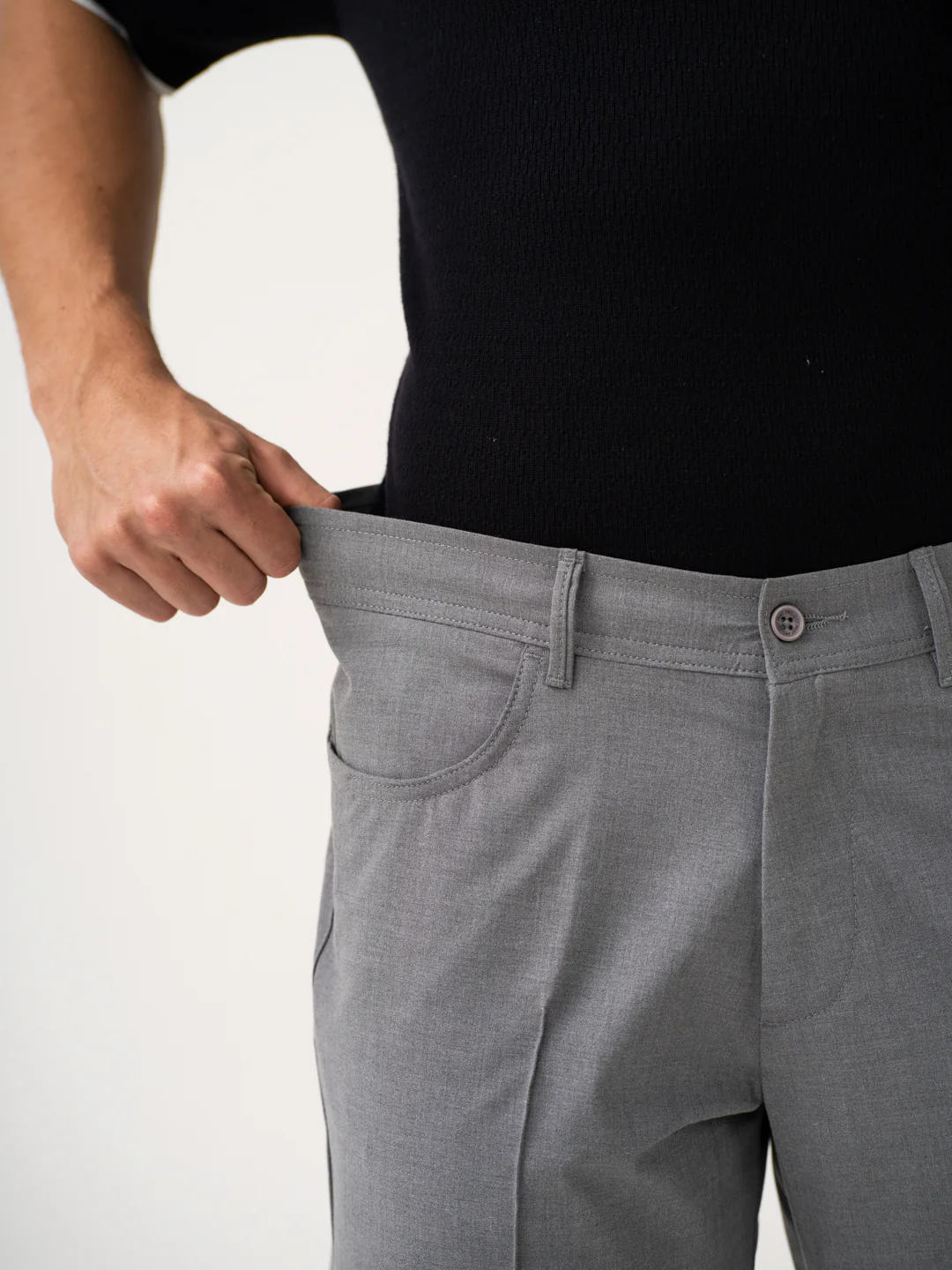 Haze Grey Relaxed Fit Korean Pintuck Pants - Image 5